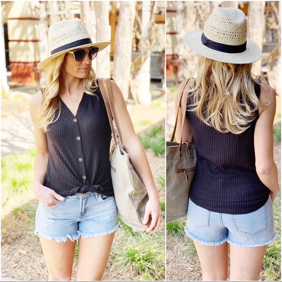 Not So Basic Waffle Knit Top-Black - Picture 5 of 5